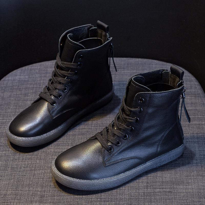 Fashion 2025 Fashion Women Boots Genuine Leather White Ankle Boots Female Casual Sneakers Plus Size Soft Bottom Double Zipper Shoes 5 6166₽