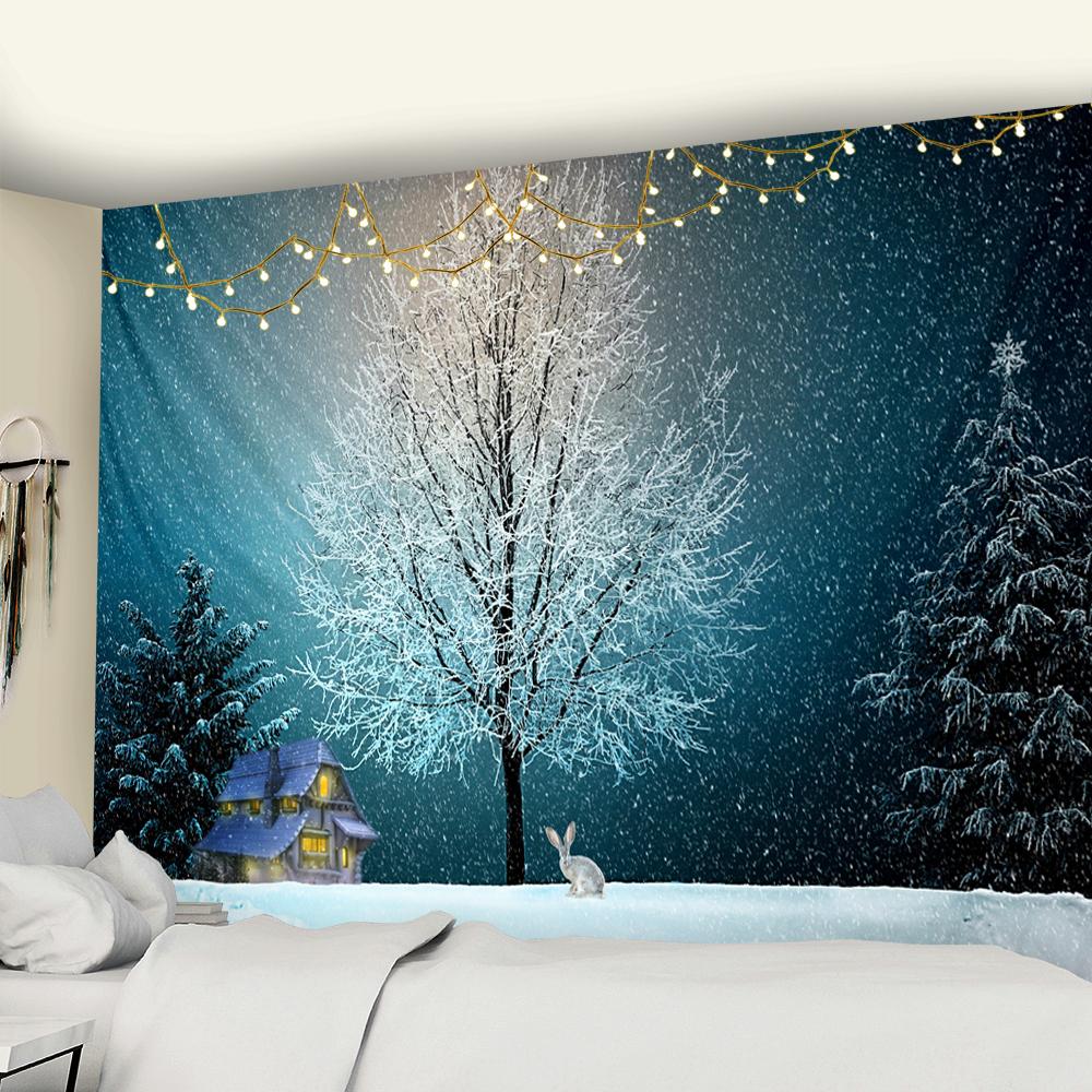 Psychedelic Scene Wall Tapestry Christmas Fireplace Home Decor Tapestry Christmas Tree Bohemian Tapestry