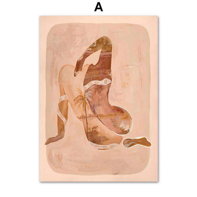 

Абстрактная девушка силуэт пейзаж папайя настенная живопись на холсте плакаты на скандинавскую тему и принты настенные панно для декора гостиной 21cm×30cm NoFrame