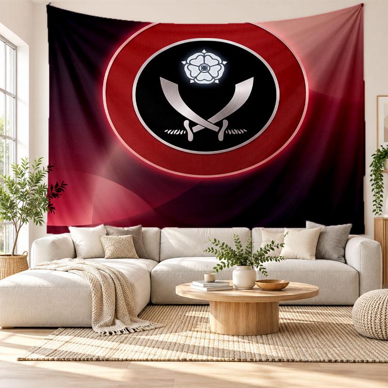 Sheffield United Fußball Wandteppich, Wandbehang aus weichem Stoff, Dekorative Kulisse für Schlafzimmer Heimwandkunst