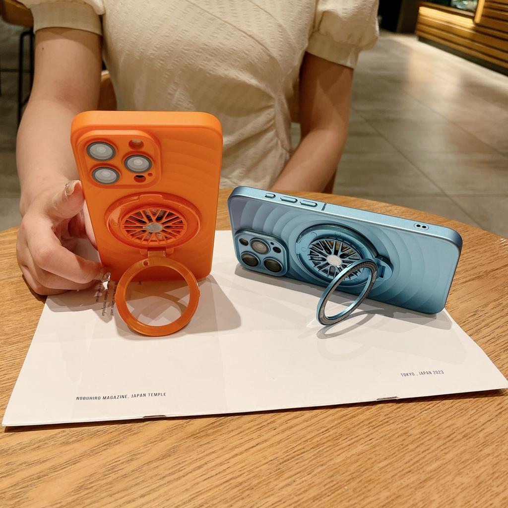 PC Oil-sprayed Wavy Phone Case Suitable for IPhone16, Apple 15ProMax Gyroscope Stand 14 Drop Protection Case