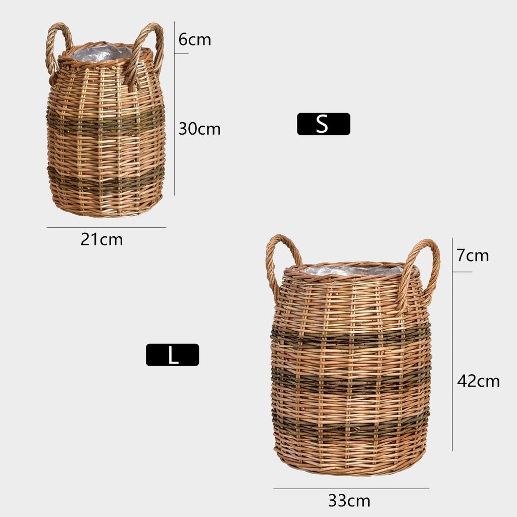 Japanese Pastoral Willow Woven Flower Basket for Living Room, Balcony, or Clothing Store - Rattan Decorative Handheld Flower Pot