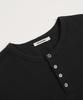 EXCONTAINER Henley Neck Waffle Half Sleeve (Black)