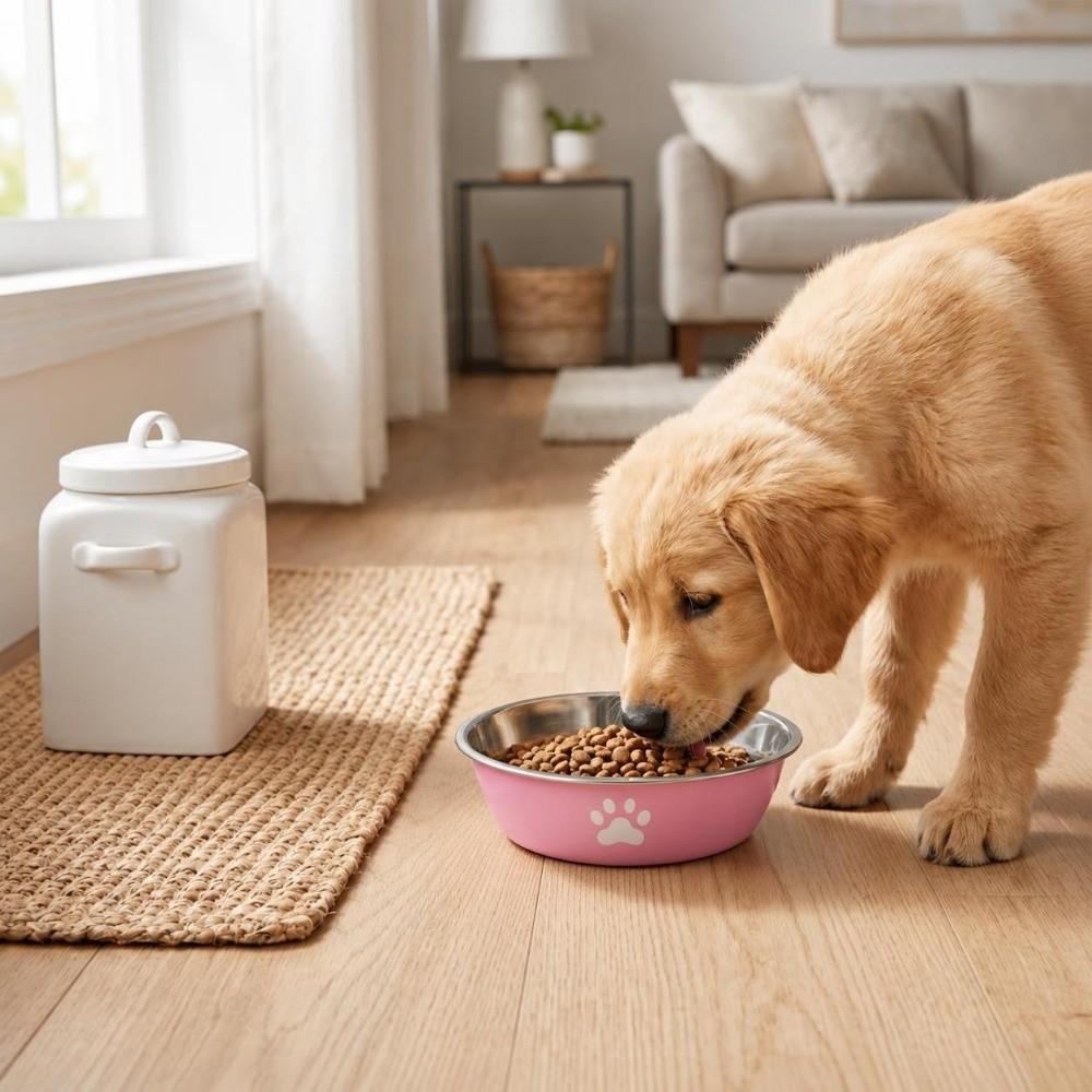 Metal Dog Bowl Silicone Non Slip Pet Feeder Daily Pet Care Pet Bowl  Pet Water Drinking