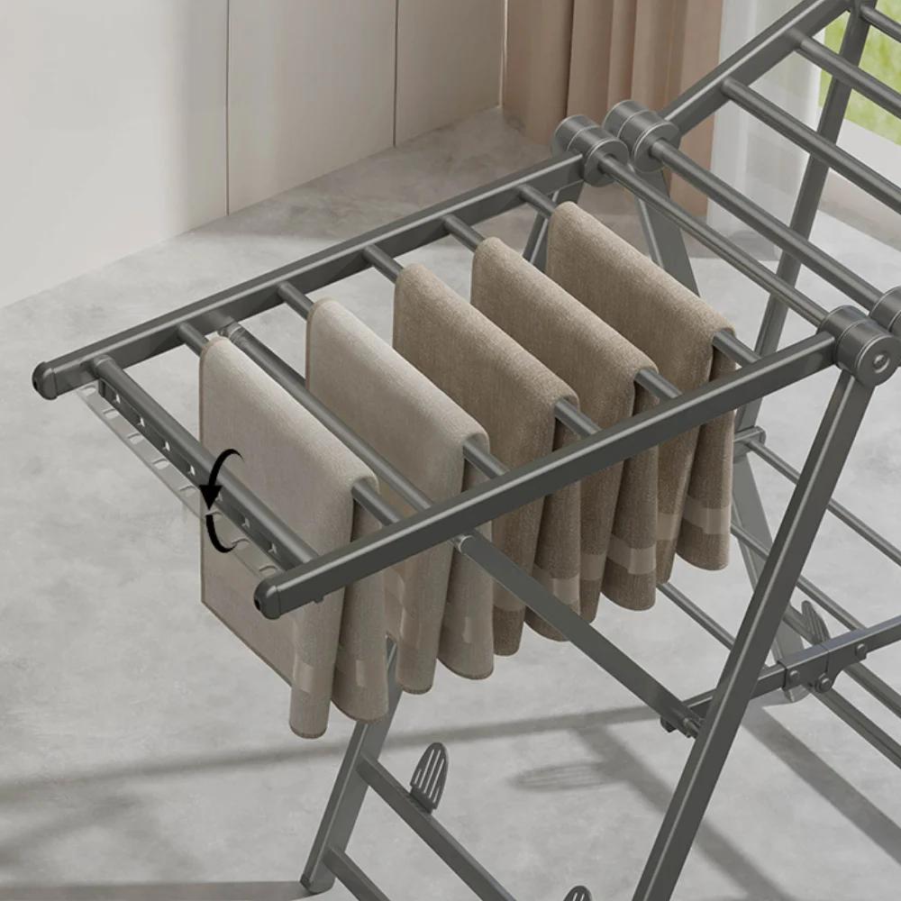 Laundry Stand Foldable Save Space Alloy Drying Rack for Balcony and Bedroom Modern Simplicity Elevated Design Floor Clothes Rack