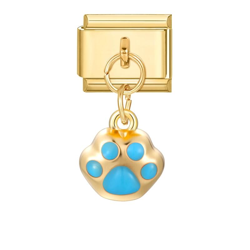 Butterfly Cat Paw Heart Shell Crown Gold Color Pendant Italian Charm Link Fit 9mm Bracelet Stainless Steel Women DIY Making Gift