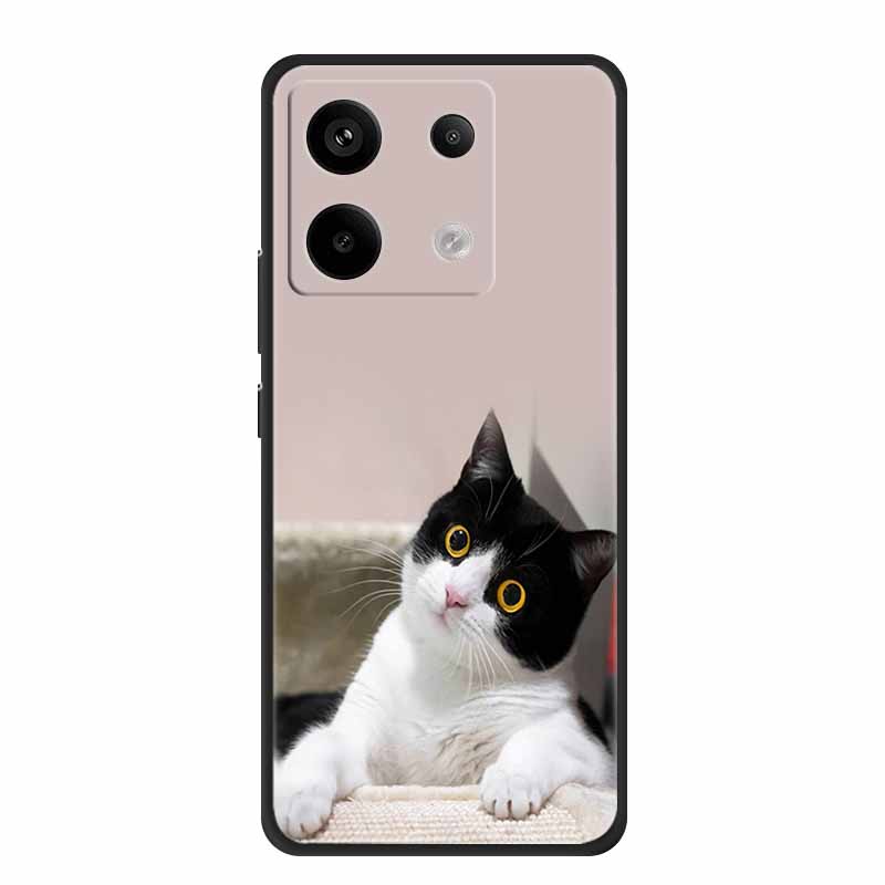 For Redmi Note 13 pro Case Pink Phone Case Fashion Silicone TPU Soft Back Cover Redmi Note 13 Pro Flower Capa 6.67" Cats Coque