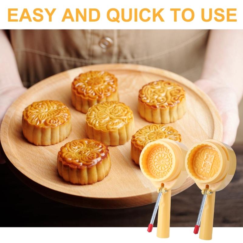 MidAutumn Festival Moon Cake Maker Flavor/Flower Moon Cake Molds Cookie Stamps Hand Press Cookie Dessert Cutter