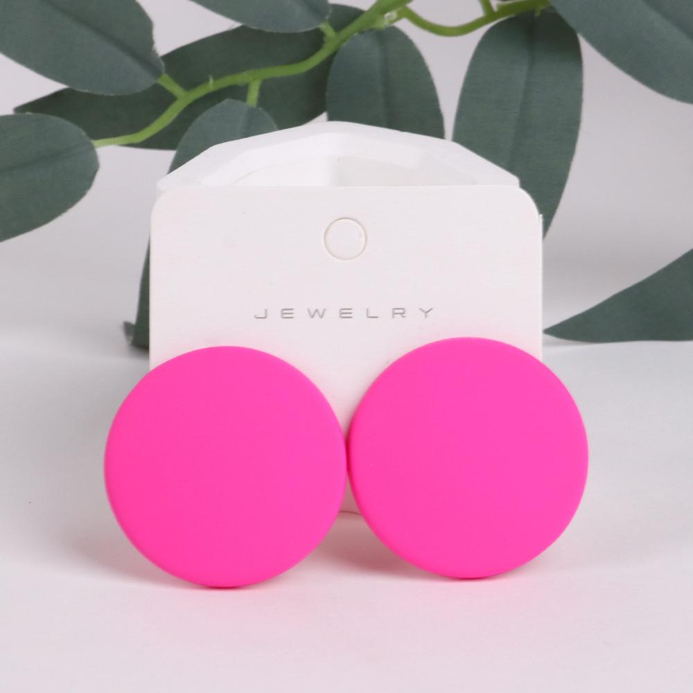 Trendy Korean Red White Black Pink Stud Earrings For Women Girl Geometric Big Square Round Acrylic Earrings Fashion Jewelry Gift