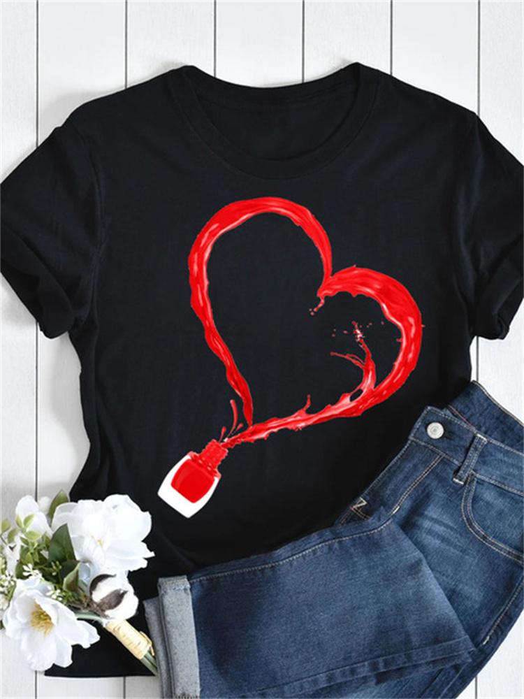 Maycaur New Nail Polishl Women's Fashion Tops 90s Girls Streetwear Casual Short Sleeve T-shirts Women's T-shirts Female Tops Tee