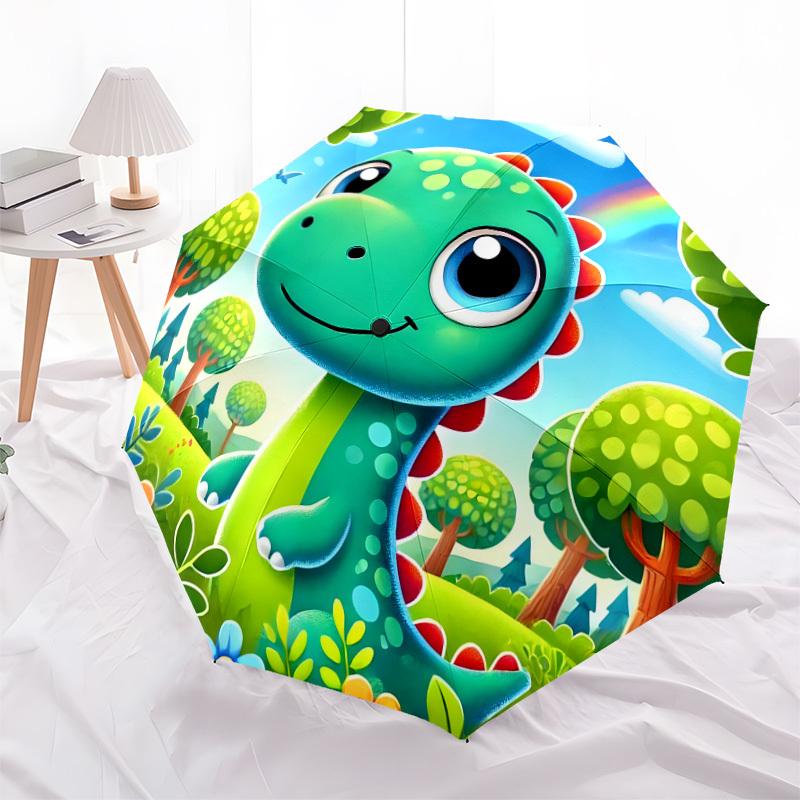 1pc Cute Dinosaur Forest Scene Umbrella with Plastic Handle,Suitable for All Seasons Home Travel Outdoor UmbrellaDD1664