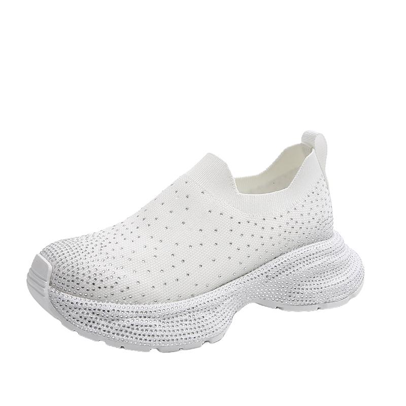 Fashion 2025 Summer Autumn Women's High Quality Water Diamond Casual Shoes Luxury Thick soled Single Shoes Designer SLIP-ON Flat Shoes