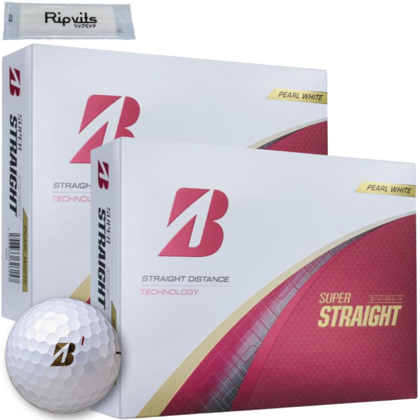 

Bridgestone SUPER STRAIGHT 2025 (T5GX) Pearl White golf balls, 2 dozen, 24 balls, with original cleaning sheet set