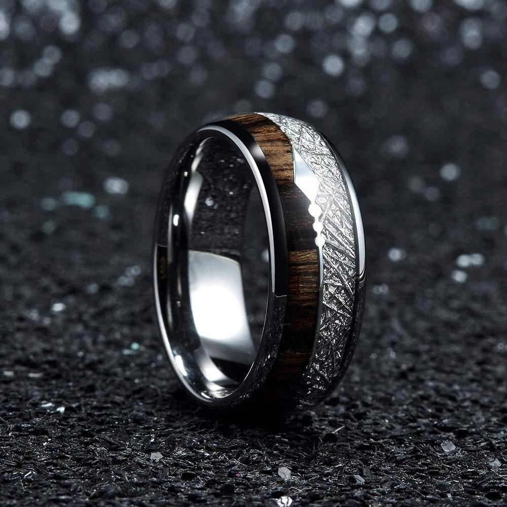 Wedding Ring Silver Signet Ring Steel Wood 241