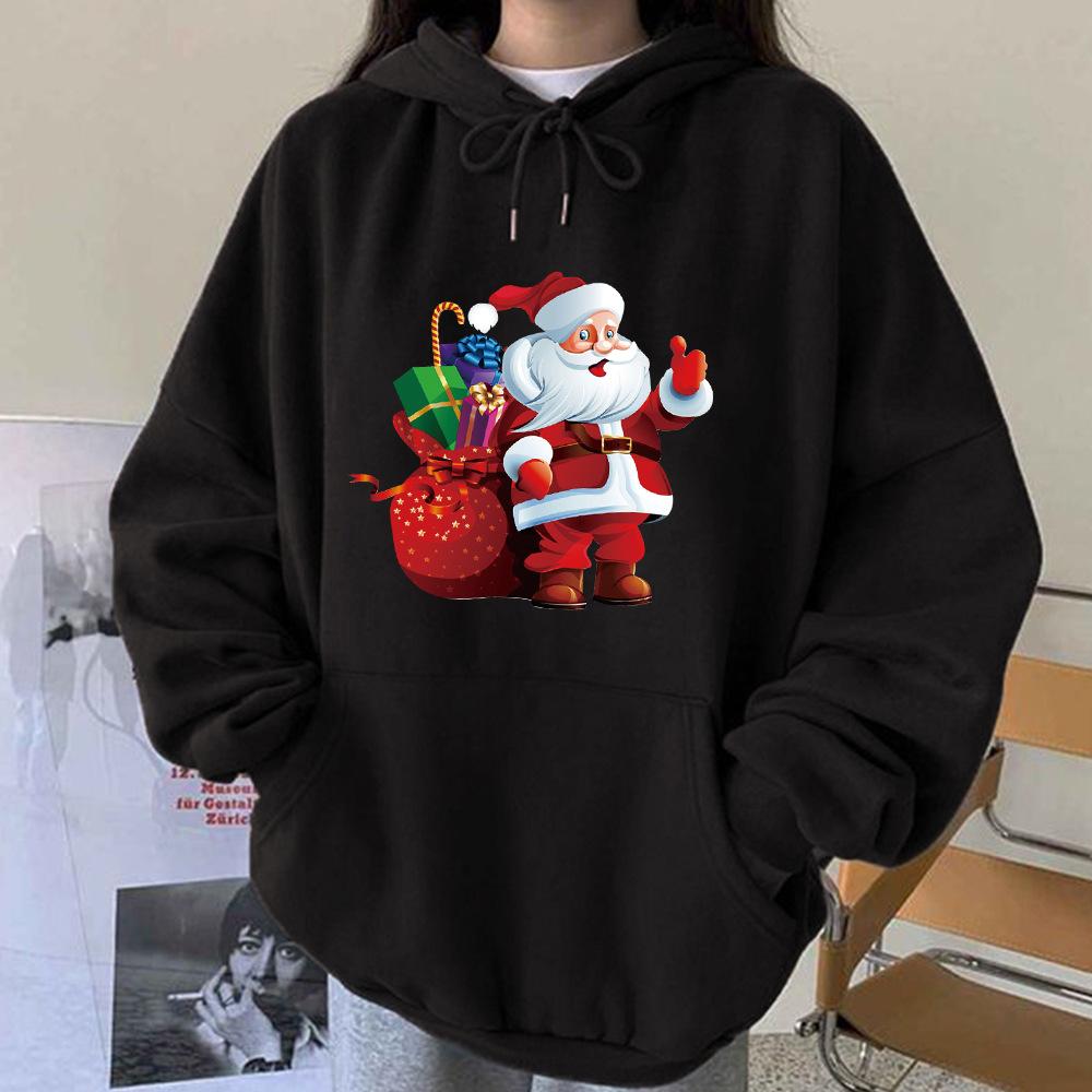 Ladies' Autumn And Winter Christmas, The New Santa Claus Carrying Christmas Gifts, The Shoulder-Length Pullover And Hooded Sweater.