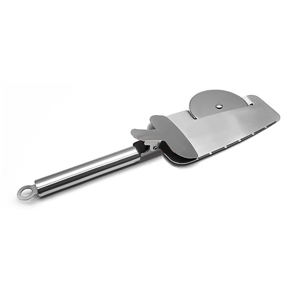 3 In 1 Pizza Cutter Wheel Serrated Edge Serving Spatula with Clip Stainless Steel Pizza Cutter Pizza Grater