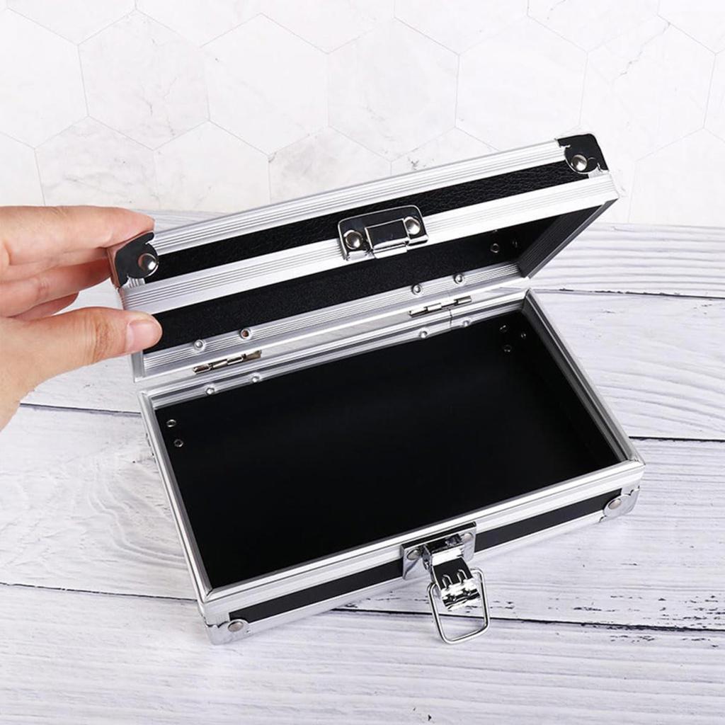 Přenosný nástrojový hliníkový box Malá velikost Odolný proti pádu Krabička na šperky Nádoba na peníze Pevné pouzdro Úložný prostor na hardware Speciální box na nářadí