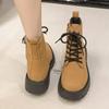 Women's Retro Suede Ankle Martin Boots, Chunky Heel Work Boots, Fall Winter Fashion Footwear