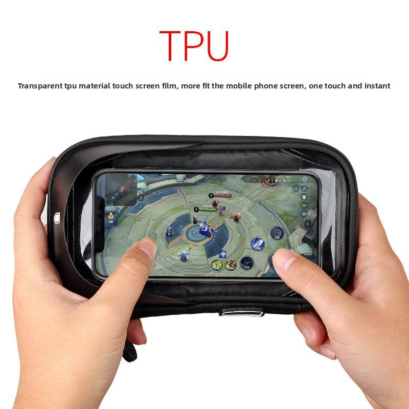 Waterproof phone holder for electric motorcycles, cycling navigation stand, mountain and road bike touch screen phone bag
