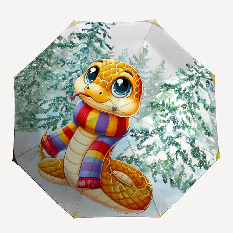 

1pc Winter Snake Automatic Umbrella - 8-Rib Durable Frame, Portable Fashion Accessory & Holiday Gift yy251117136