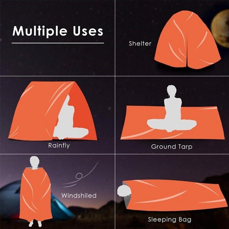 Überlebensschlafsack, wasserdicht, leichte Decke, Überlebensausrüstung, Schlafunterkunft, Thermotasche, Campingzubehör, tragbar