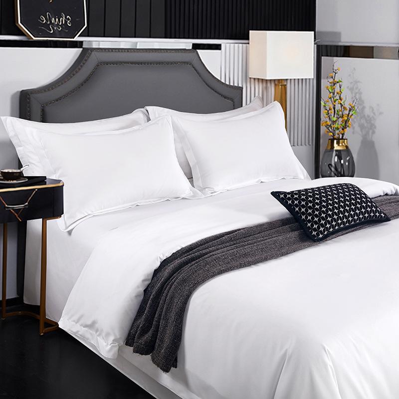 Brushed Imitation Cotton Star Hotel Guesthouse Pure White Bedding Set