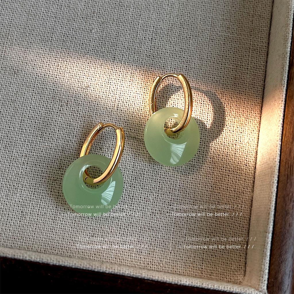 Elegant Hanfu-Inspired Geometric Glass Crystal Earrings