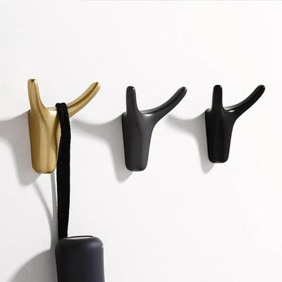 Zinc Alloy Wall Mount Hook Hanging Home Decoration Ox Horn Dual Hanger Creative Design Animal Free Punch Cabinet Storage Hook