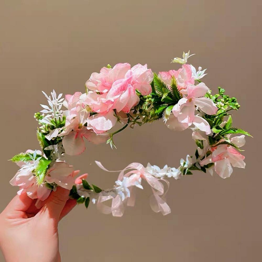 Colorful Women Wedding Floral Headband Diameter 18cm Fashion Bohemia Flower Crown Hair Accessories Multistyles