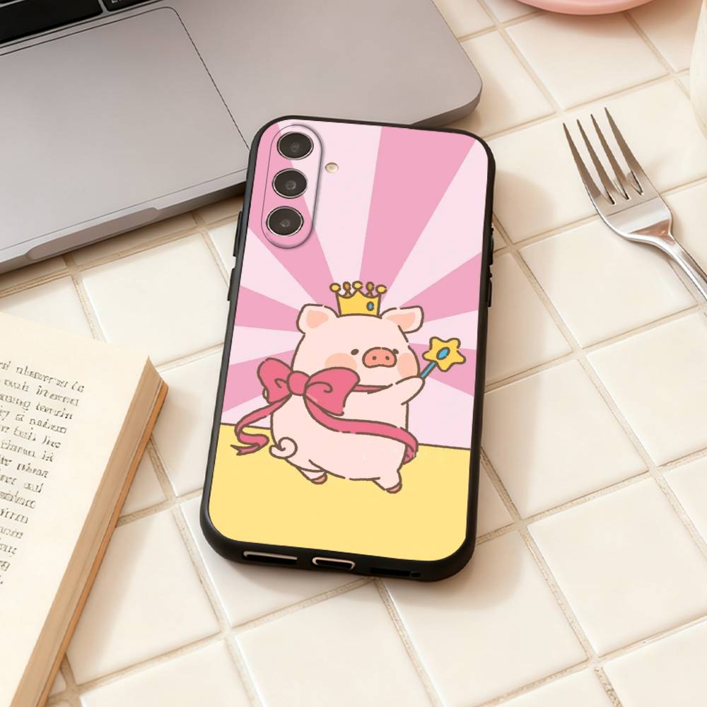 LuLu the piggy phone Case For Samsung Galaxy A73,A72,A71,A70,A53,A52,A51,Others Soft Black Shell
