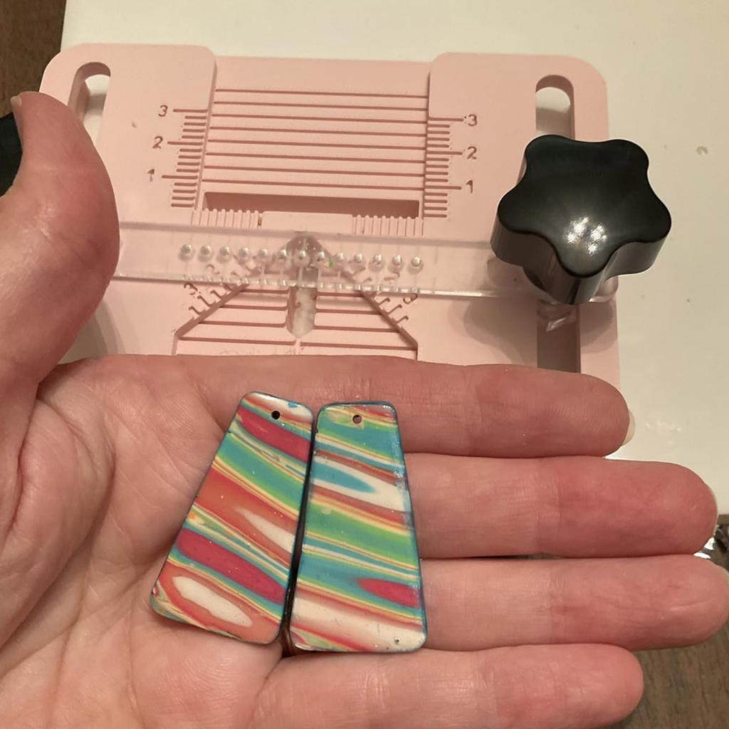 Polymer Clay Earring Drilling Tool With Fixed Plate And Calibration Marks for Hole Positioning In Various Shapes