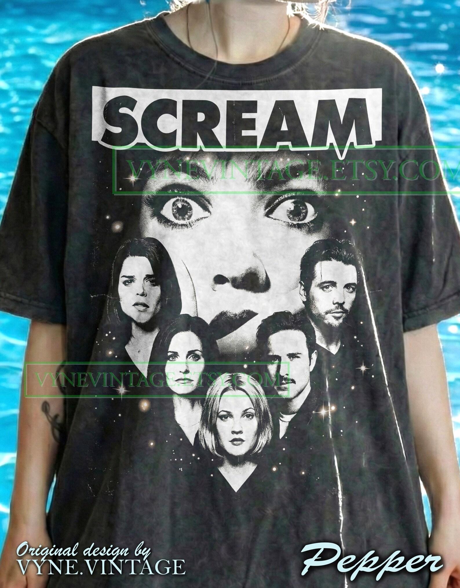 Scream Vintage 90S Horror Comfort Colors® Tshirt, Retro Cast Graphic Tees, Halloween Cinema Sweater, Neve Campbell Tanktop, Y2K Style S