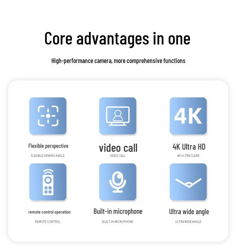 4K USB Webcam with Microphone for Online Classes and Live Streaming (Driver-Free)