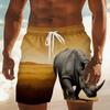 Men's Classic Retro Wild Animal Print Casual Shorts - Eagle Cougar Polar Bear Tiger Rhino Print Beach Shorts For Summer Vacation