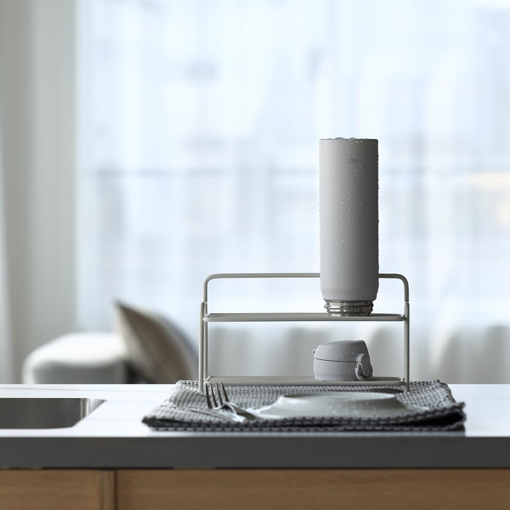 ideaco Bottle Water Bottle Stand 2 Tiers Width x Depth 9 x Height cm Kitchen Drainers Sculpture Bottle D sand white 23.3 13.3