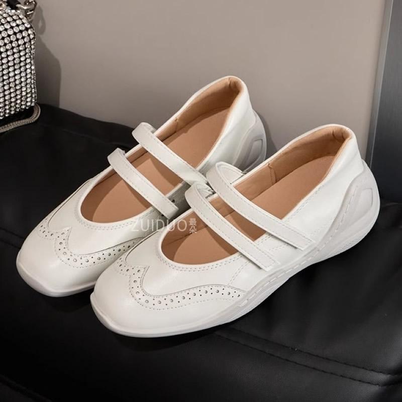 Silberne Schuhe mit dickem Absatz, die die Körpergröße erhöhen, Französischer Vintage-Stil, Damen Mary Janes, Lässig, Sportlich, Ballett, Einzelne Schuhe, Damen, Sommer, Gummisohle