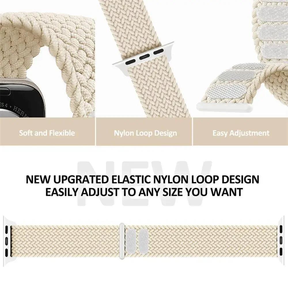 Braided Solo Loop For Apple watch Bands 40mm 44mm 49mm 45mm 41mm 38mm 42mm Elastic bracelet iWatch series 9 8 7 se Ultra 2 Strap