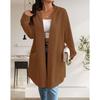 Dames Strandet Mønstret Hette Midilengde Trenchcoat Jakke Cardigan