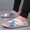 Herren Schwarz Leder Pantoffeln Handgemacht Einfache Flats Sommer Weiß Outdoor Römische Sandalen Offene Zehe Strandschuhe Übergröße