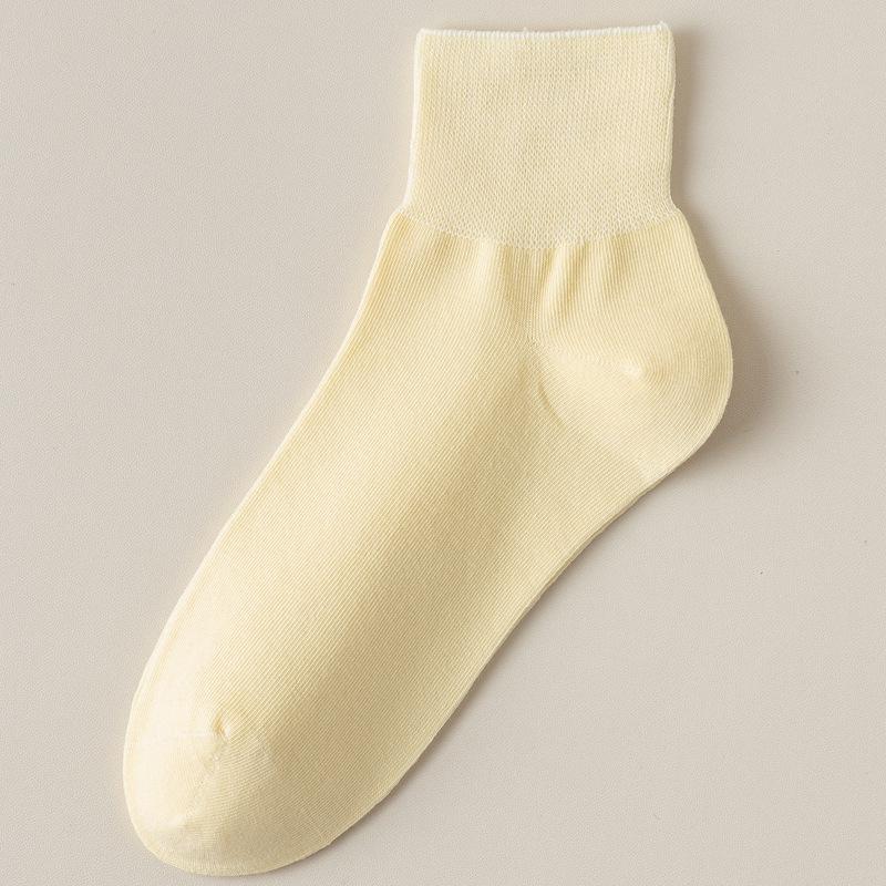 Women's Odor-Resistant Thin Cotton Summer Socks - Loose Cuff, Postpartum Comfort, Solid Color Mid-Calf Dopamine Style.