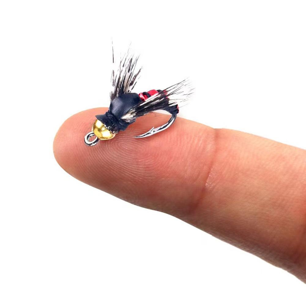 Gran Venta 5/10 Piezas Señuelos Artificiales de Pesca de Insectos, Cabeza de Latón de Hundimiento Rápido Scud Gusano Mosca Set de Señuelos para Pesca de Trucha
