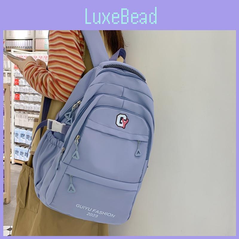 Nylon Lightweight Letter Backpack With Zipper Closure For Teens And Adults