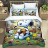 (Snoopy) Sunflower-Themed Printed Bedding Set: Featuring a duvet cover and pillowcases, this soft and comfortable set is availab