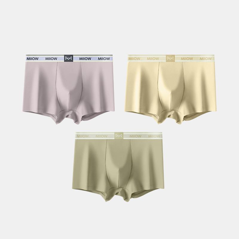MiiOW 3 Stück Herren Unterwäsche Graphen Antibakterielle Unterwäsche Weiche und Bequeme Baumwollunterwäsche Flache Eckunterwäsche L-5XL