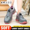 Women's Steel Toe Safety Shoes Smash-proof Button-proof Work Shoes Factory Construction Outdoor Safety Boots Rotary Button Boots