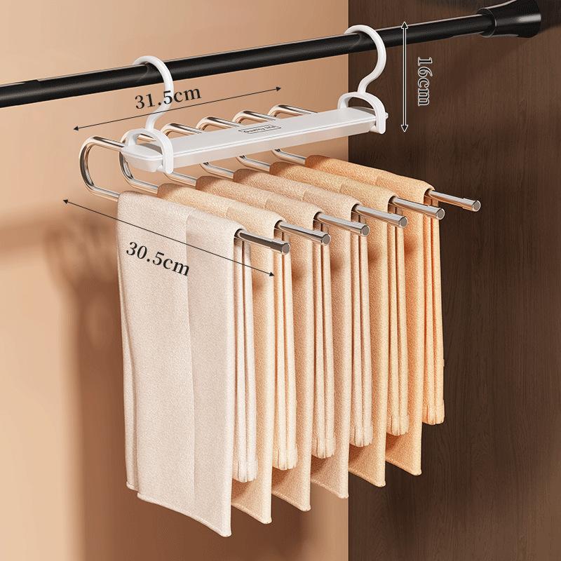Stainless Steel Foldable Pants Hangers - Space Saving, Closet Organizers for Jeans, Leggings, Trousers, Slacks, Durable Metal Construction