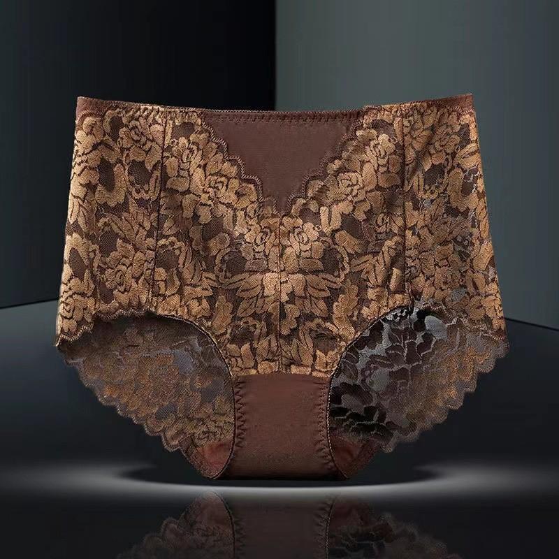 Silent High-waist Tummy-reducing and Buttock-raising Lace Underwear, Comfortable and Breathable, Large-size Women's Underwear.