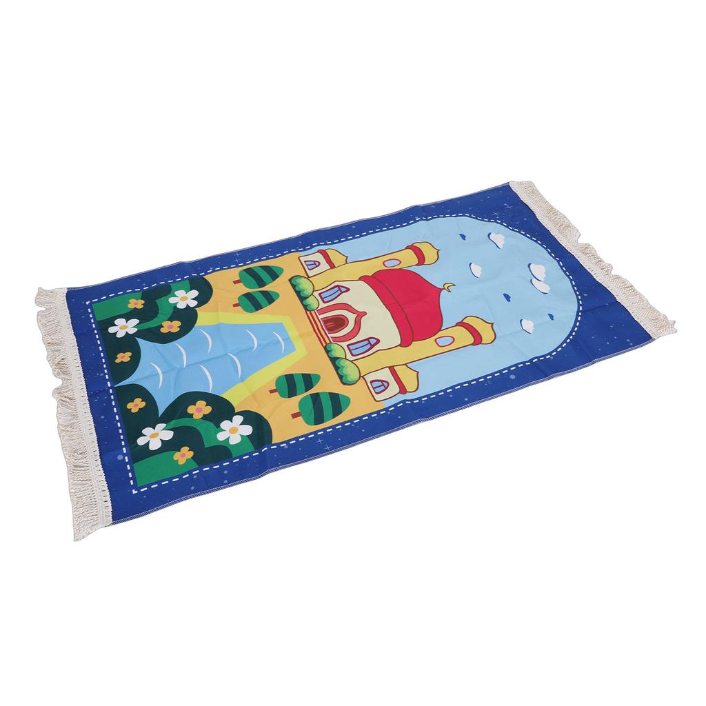 Kids Pray Rug Thick Mat Soft for Women Men Children Meditation with Tassel Pray Beads Pendant Storage Cylinder