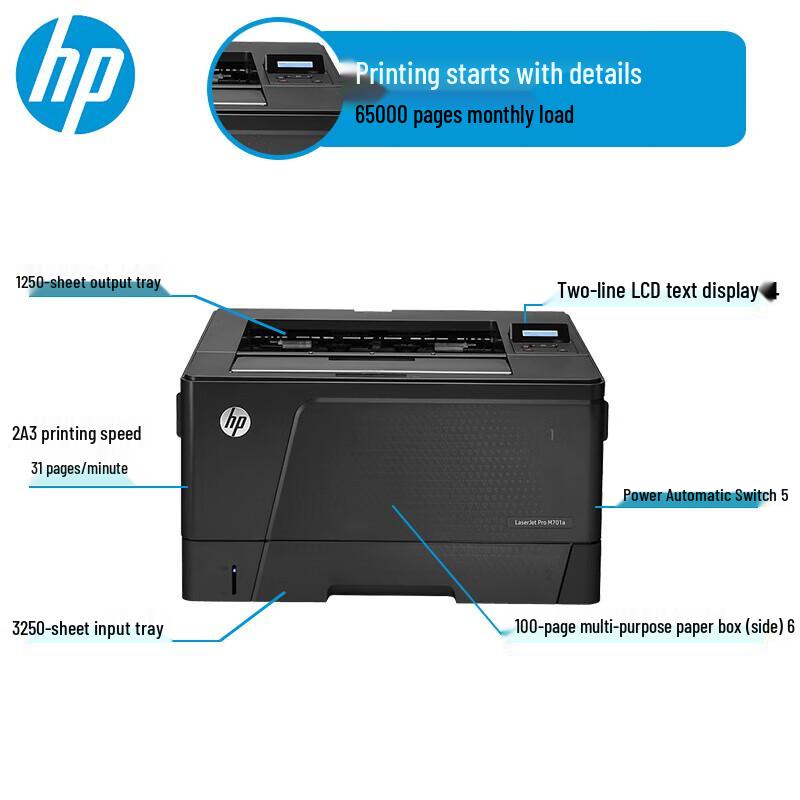 HP M701a A3 Black & White Laser Printer CN plug (adapter included)
