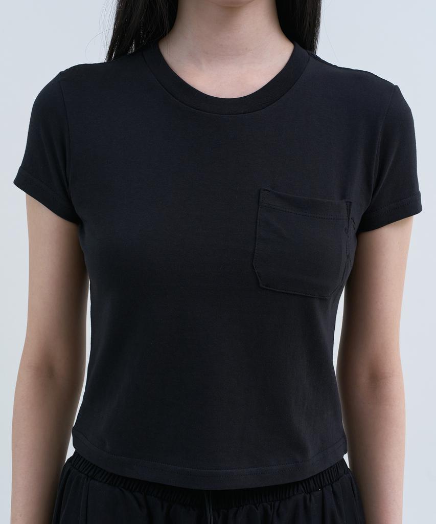 Yuseuteule Chest Pocket Short Sleeve T-Shirt (Black)